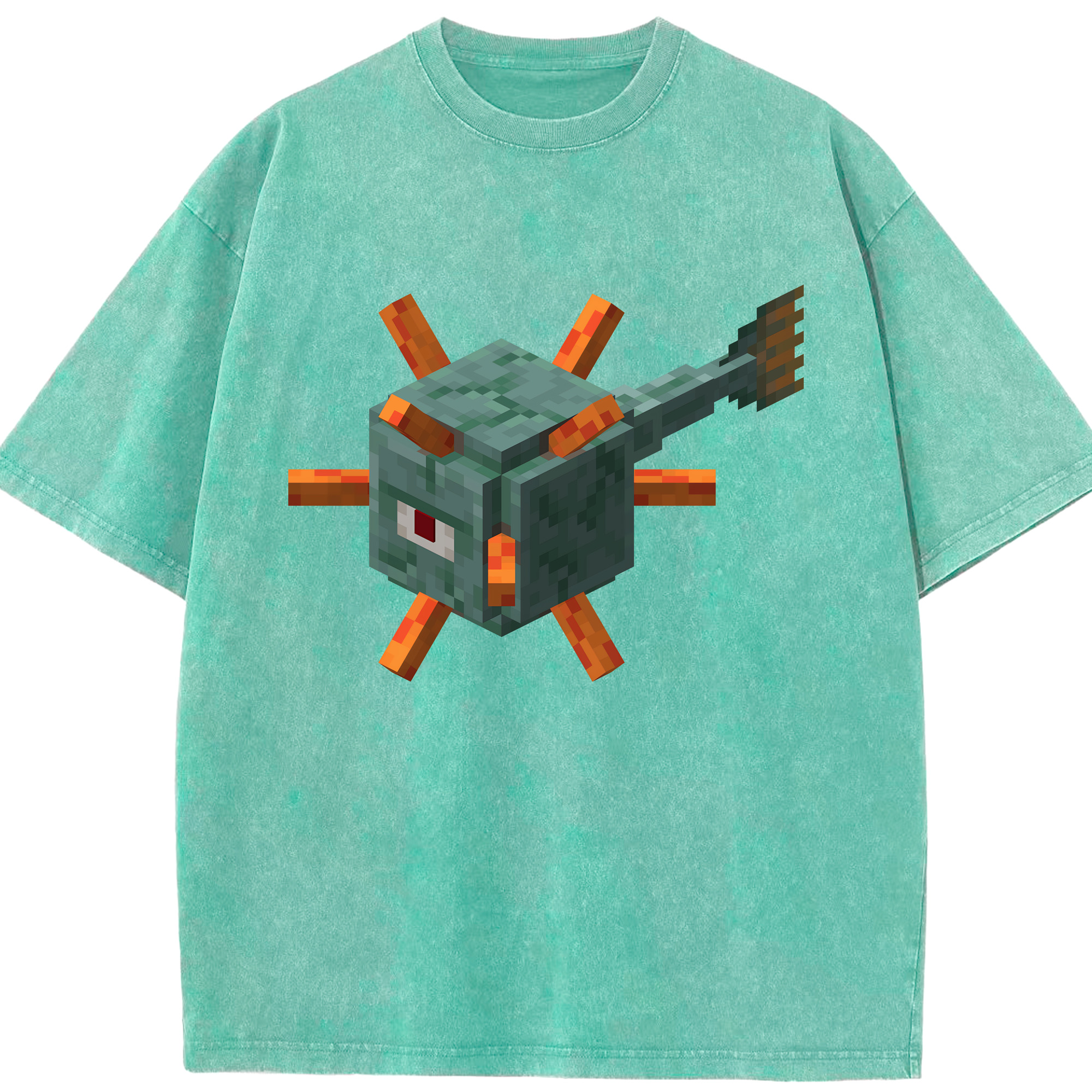 （画像用） マインクラフト ブロックの世界 Minecraft MC Block world 綿100% ヴィンテージ風 半袖Tシャツ（フロントプリント）